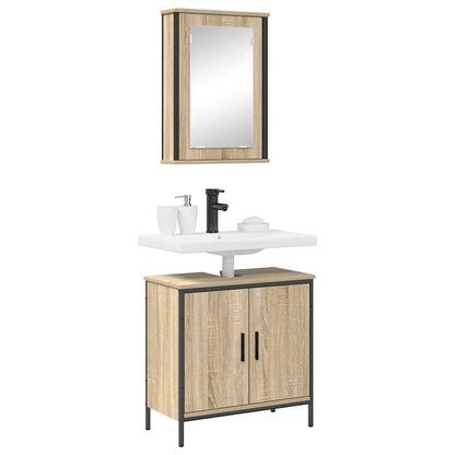 vidaXL Badezimmermöbel-Set mit Regal mit Tür 2 pcs Braun Holzwerkstoff
