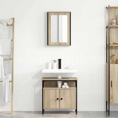 Badezimmermöbel-Set mit Regal mit Tür 2 pcs Braun Holzwerkstoff