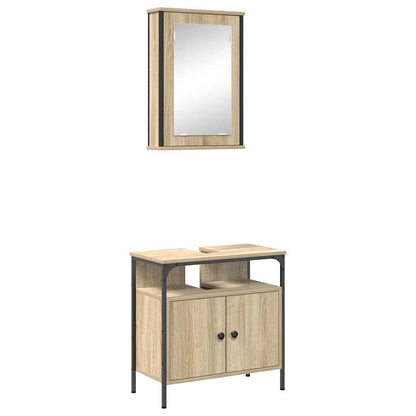 Badezimmermöbel-Set mit Regal mit Tür 2 pcs Braun Holzwerkstoff