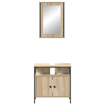 Badezimmermöbel-Set mit Regal mit Tür 2 pcs Braun Holzwerkstoff