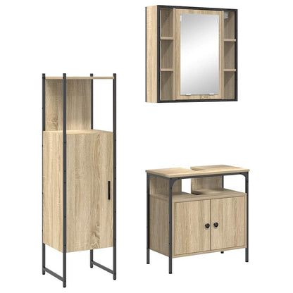 Badezimmermöbel-Set mit Regal mit Tür 3 pcs Braun Holzwerkstoff