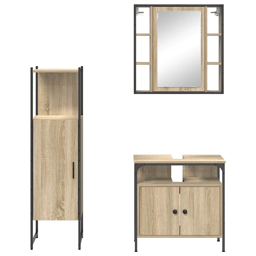 Badezimmermöbel-Set mit Regal mit Tür 3 pcs Braun Holzwerkstoff
