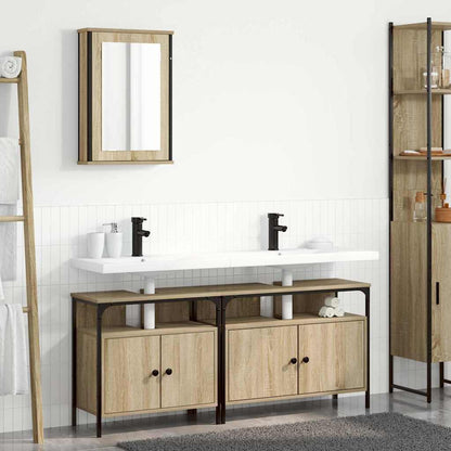 vidaXL Badezimmermöbel-Set mit Regal mit Tür 3 pcs Braun Holzwerkstoff
