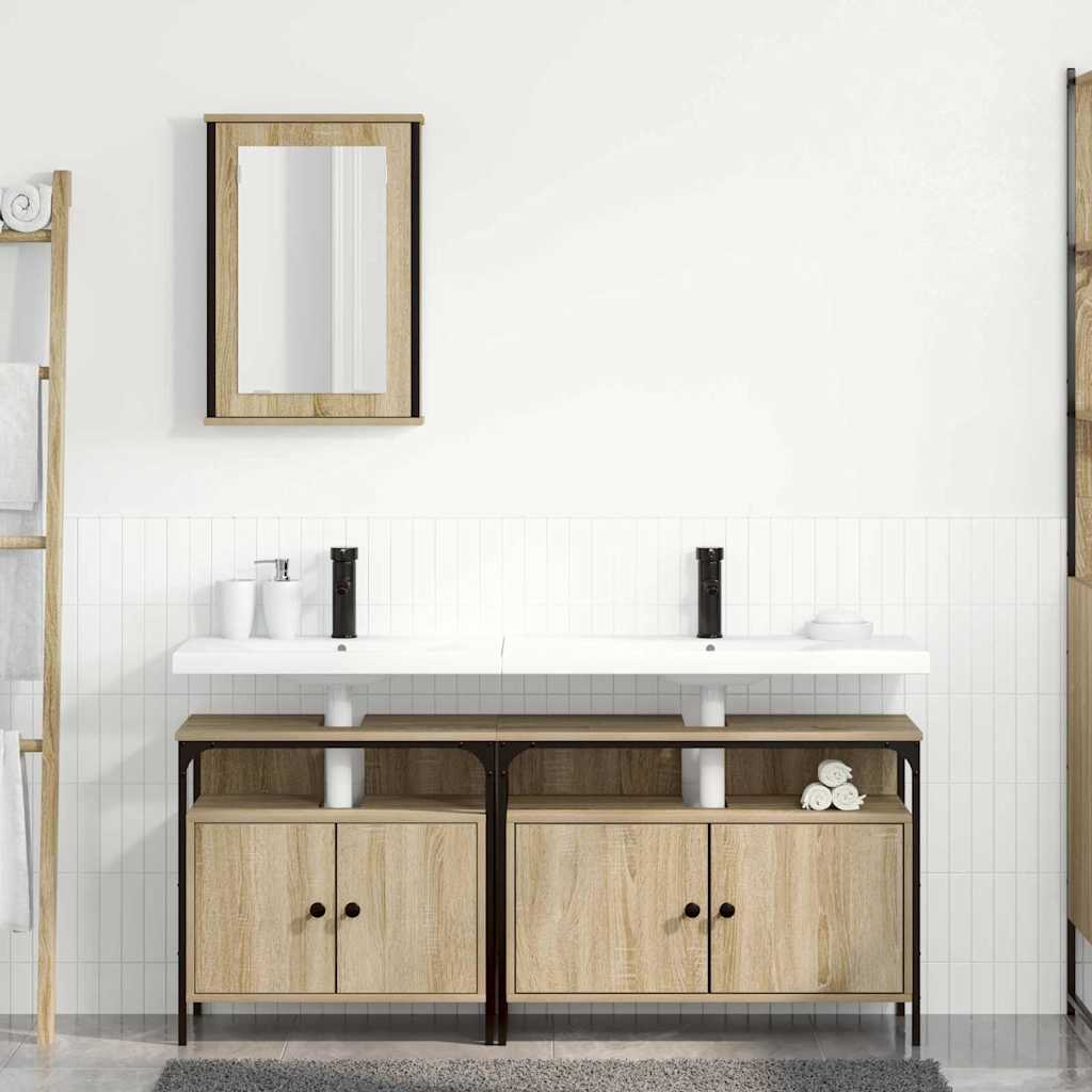 vidaXL Badezimmermöbel-Set mit Regal mit Tür 3 pcs Braun Holzwerkstoff