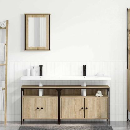 vidaXL Badezimmermöbel-Set mit Regal mit Tür 3 pcs Braun Holzwerkstoff