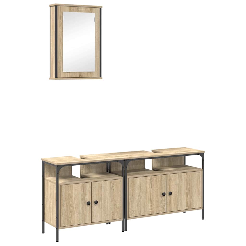 vidaXL Badezimmermöbel-Set mit Regal mit Tür 3 pcs Braun Holzwerkstoff
