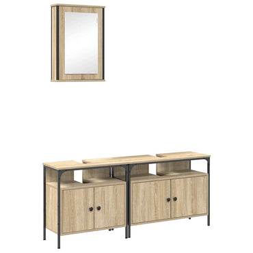 vidaXL Badezimmermöbel-Set mit Regal mit Tür 3 pcs Braun Holzwerkstoff