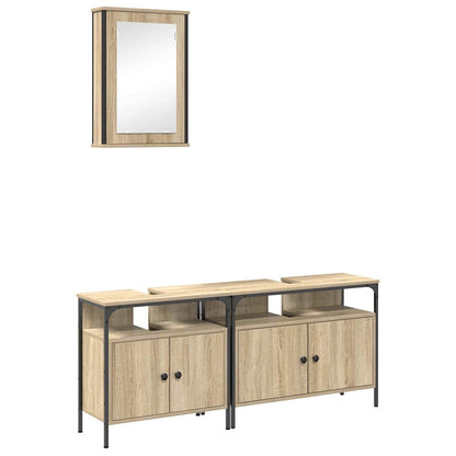 vidaXL Badezimmermöbel-Set mit Regal mit Tür 3 pcs Braun Holzwerkstoff