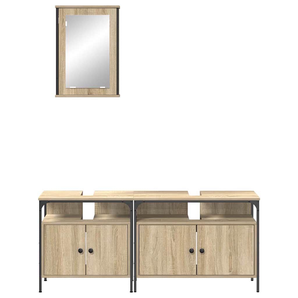 vidaXL Badezimmermöbel-Set mit Regal mit Tür 3 pcs Braun Holzwerkstoff
