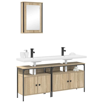 vidaXL Badezimmermöbel-Set mit Regal mit Tür 3 pcs Braun Holzwerkstoff