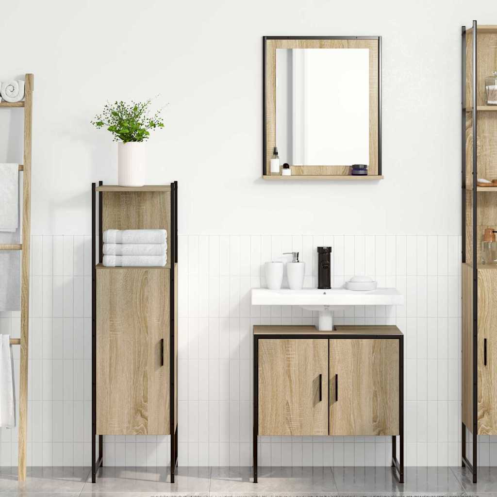 Badezimmermöbel-Set mit Regal mit Tür 3 pcs Braun Holzwerkstoff
