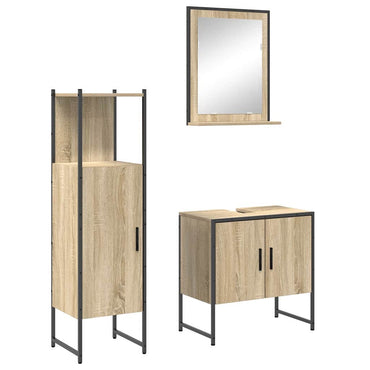 vidaXL Badezimmermöbel-Set mit Regal mit Tür 3 pcs Braun Holzwerkstoff