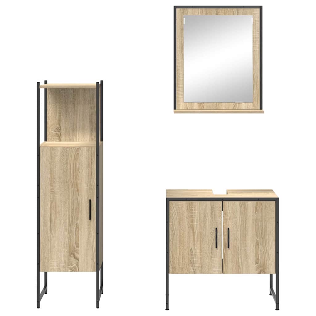 Badezimmermöbel-Set mit Regal mit Tür 3 pcs Braun Holzwerkstoff