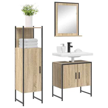 Badezimmermöbel-Set mit Regal mit Tür 3 pcs Braun Holzwerkstoff