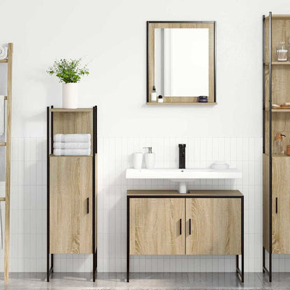 vidaXL Badezimmermöbel-Set mit Regal mit Tür 3 pcs Braun Holzwerkstoff