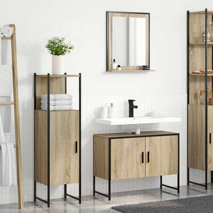 vidaXL Badezimmermöbel-Set mit Regal mit Tür 3 pcs Braun Holzwerkstoff