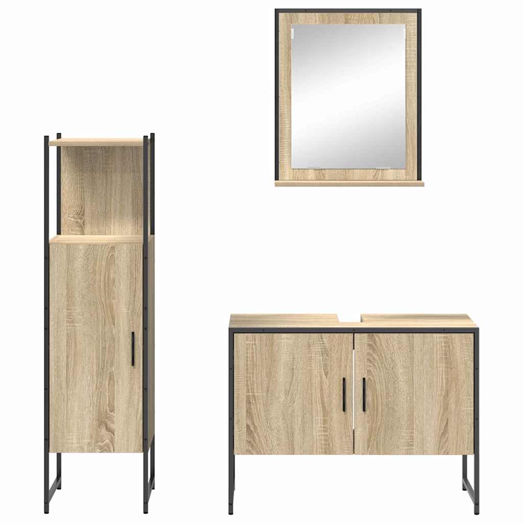 vidaXL Badezimmermöbel-Set mit Regal mit Tür 3 pcs Braun Holzwerkstoff
