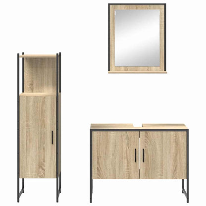 vidaXL Badezimmermöbel-Set mit Regal mit Tür 3 pcs Braun Holzwerkstoff