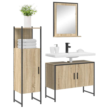 vidaXL Badezimmermöbel-Set mit Regal mit Tür 3 pcs Braun Holzwerkstoff