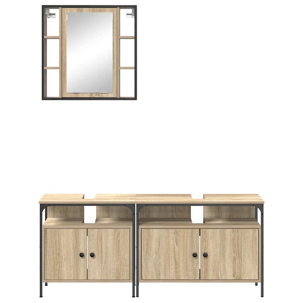 vidaXL Badezimmermöbel-Set mit Regal mit Tür 3 pcs Braun Holzwerkstoff