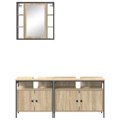 vidaXL Badezimmermöbel-Set mit Regal mit Tür 3 pcs Braun Holzwerkstoff