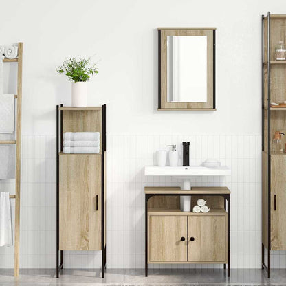 vidaXL Badezimmermöbel-Set mit Regal mit Tür 3 pcs Braun Holzwerkstoff