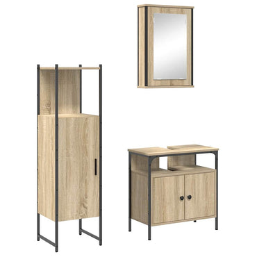 vidaXL Badezimmermöbel-Set mit Regal mit Tür 3 pcs Braun Holzwerkstoff