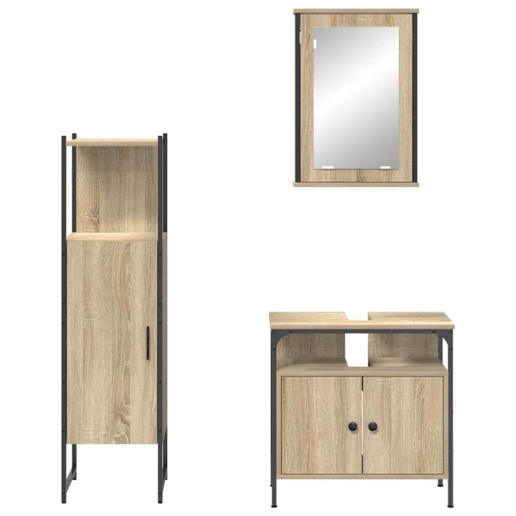 vidaXL Badezimmermöbel-Set mit Regal mit Tür 3 pcs Braun Holzwerkstoff