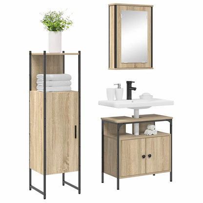 vidaXL Badezimmermöbel-Set mit Regal mit Tür 3 pcs Braun Holzwerkstoff