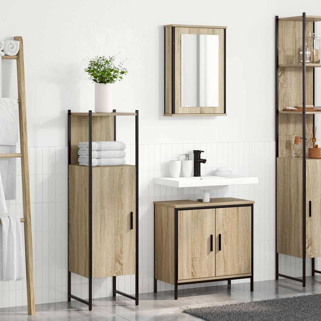 Badezimmermöbel-Set mit Regal mit Tür 3 pcs Braun Holzwerkstoff