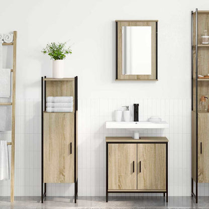 Badezimmermöbel-Set mit Regal mit Tür 3 pcs Braun Holzwerkstoff