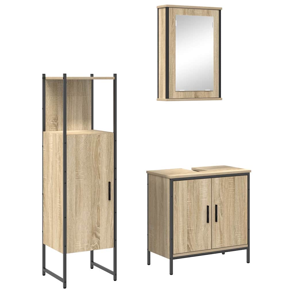 Badezimmermöbel-Set mit Regal mit Tür 3 pcs Braun Holzwerkstoff