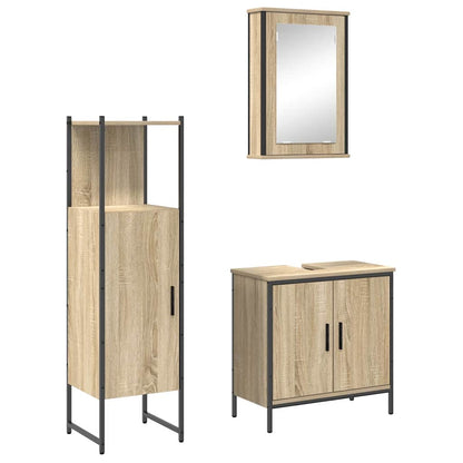 Badezimmermöbel-Set mit Regal mit Tür 3 pcs Braun Holzwerkstoff