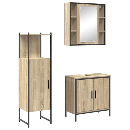 vidaXL Badezimmermöbel-Set mit Regal mit Tür 3 pcs Braun Holzwerkstoff
