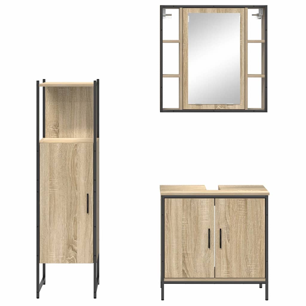 vidaXL Badezimmermöbel-Set mit Regal mit Tür 3 pcs Braun Holzwerkstoff
