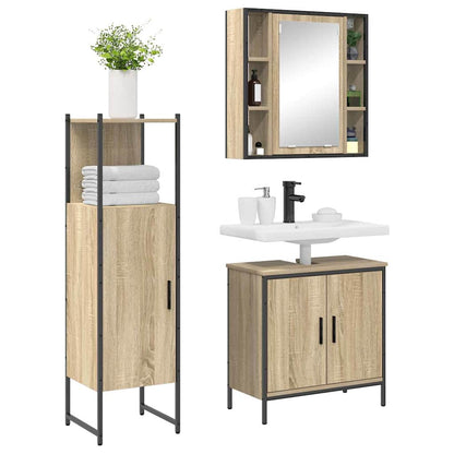 vidaXL Badezimmermöbel-Set mit Regal mit Tür 3 pcs Braun Holzwerkstoff