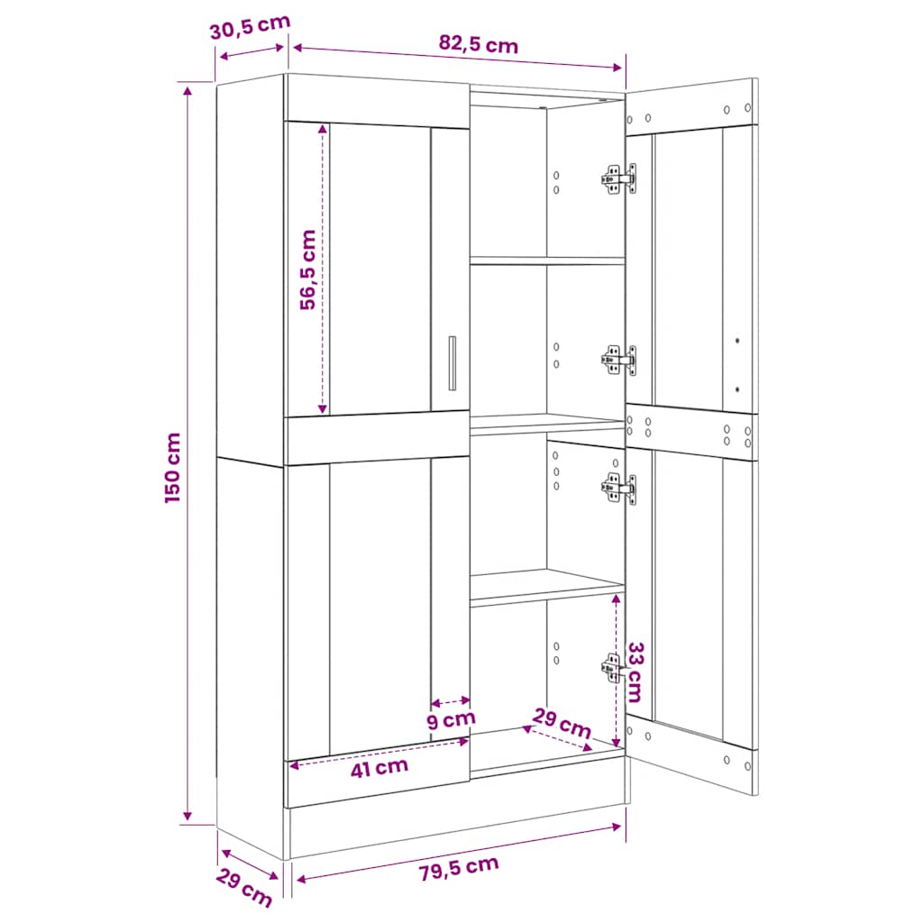 Bücherschrank Altholz-Optik 82,5x30,5x150 cm Holzwerkstoff
