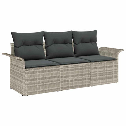 Sofa Set mit Kissen 3 pcs Grau Poly-Rattan