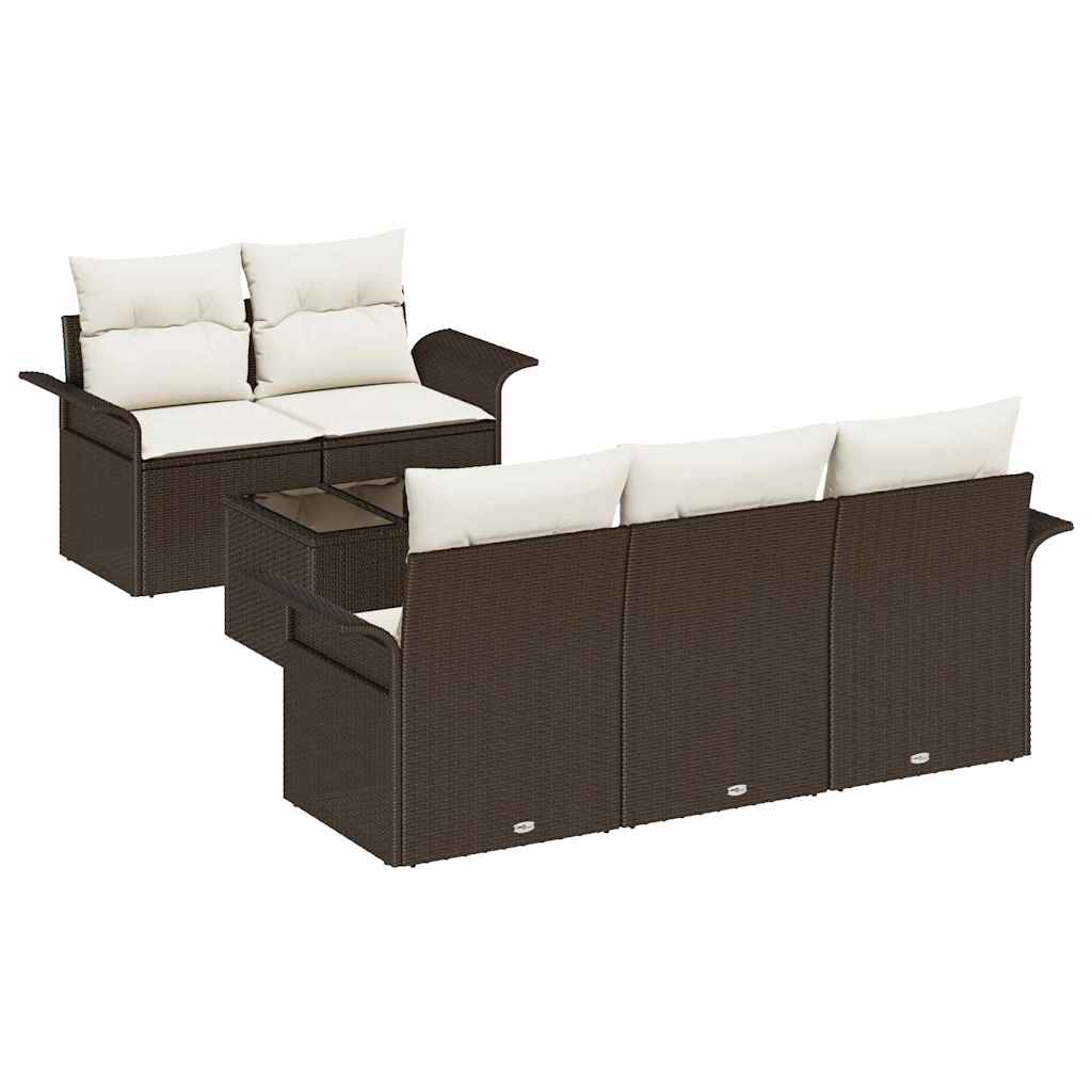 Sofa Set mit Kissen 6 pcs Braun Poly-Rattan