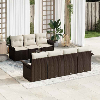 Gartensofa-set mit Kissen 8 pcs Braun Poly-Rattan