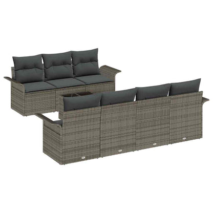 Gartensofa-set mit Kissen 8 pcs Grau Poly-Rattan