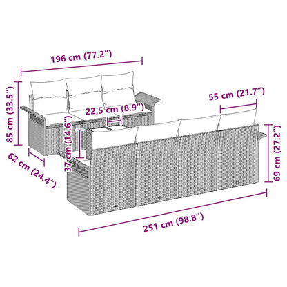 Gartensofa-set mit Kissen 8 pcs Grau Poly-Rattan