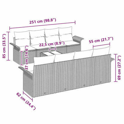 Gartensofa-set mit Kissen 9 pcs Beige Poly-Rattan