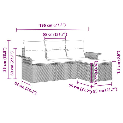 Sofa Set mit Kissen 4 pcs Beige Poly-Rattan