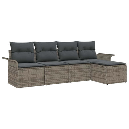Outdoor-Sofa mit Kissen 5 pcs Grau Poly-Rattan
