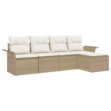 vidaXL Outdoor-Sofa mit Kissen 5 pcs Beige Poly-Rattan
