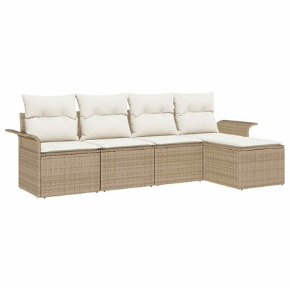 vidaXL Outdoor-Sofa mit Kissen 5 pcs Beige Poly-Rattan