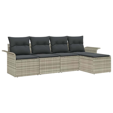 vidaXL Outdoor-Sofa mit Kissen 5 pcs Hellgrau Poly-Rattan