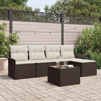 Outdoor-Sofa mit Kissen 6 pcs Braun Poly-Rattan