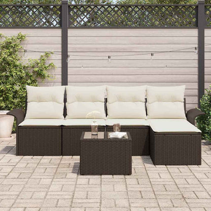 Outdoor-Sofa mit Kissen 6 pcs Braun Poly-Rattan